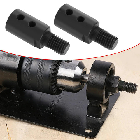 Two black metal M10 6mm blade-sleeve connecting rods installed on angle grinder spindle.