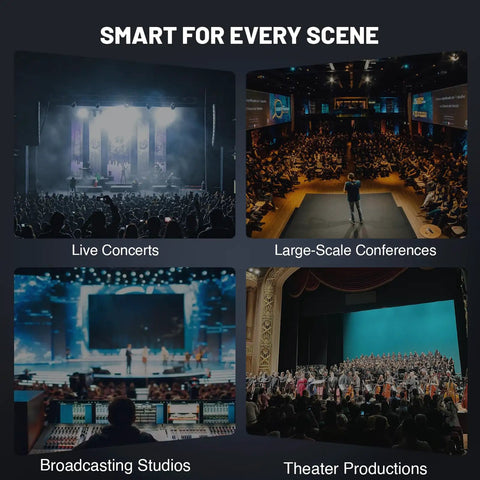 Smart UHF Wireless Microphone System for Live Shows with Dual Cordless Mics used in concerts, conferences, studios, theater