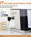 Side view of 20 Bar Espresso Machine With Milk Frother Compact Stainless Steel Coffee Maker 57 Ounce Removable Water Tank