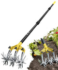 Rotary Cultivator Garden Tool For Loosening Compacted Soil 61 Inch With Detachable Aluminum Tines Dope Manual Tiller in garden