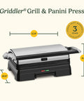 Cuisinart Griddler Indoor Grill And Panini Press With Removable Nonstick Plates, dimensions 12.8x10.9x6 inches.