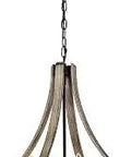 Matte Black Four Light Open Cage Chandelier With Imitation Wood Grain Finish Indoor Lighting Fixture ETL Listed Uses Four 60W E12 Bulbs Not Included Industrial Farmhouse Style That Feels Dope and Timeless