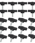 Knurled Clamping Knobs Set M4 x 12mm Male Thread 27mm Head Black Pack Of 20 displayed in rows