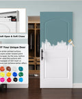 Ready To Paint White Primer Raised Two Panel Sliding Barn Door With Hella Smooth Soft Close Hardware Top Pick For Dropping Into Any Rustic Loft Or Urban Studio Upgrade, showing DIY paint option.