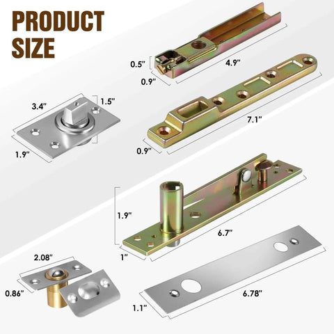 Product diagram of Hidden Door Hinges With Ball Catch For Heavy Duty 220 LB Wood Doors 360 Degree Secret Bookcase Murphy Bookshelf System
