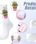 Eight Pairs Sublimation Socks Blanks Set With 15.7 Inch Heat Transfer Polyester Socks And Sublimation Jig For Adults And Youth