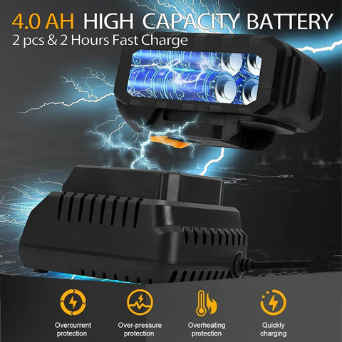 Badass Half Inch Brushless Cordless Impact Wrench Killer Performance 650 Ft Lbs Torque with 4.0 Ah high capacity battery charger.