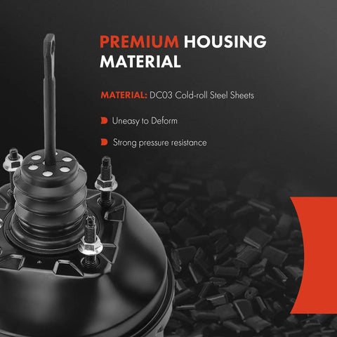 Premium housing material of Heavy Duty Vacuum Brake Booster For Chevy Cavalier Malibu with DC03 steel construction.