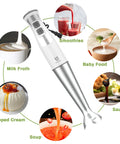 5 In 1 Immersion Hand Blender With 8 Speeds And 300W Power Includes 500ml Food Grinder, 600ml Beaker, Milk Frother, Egg Whisk, Baby Food Puree, Smoothies, Sauces And Soups White with usage examples