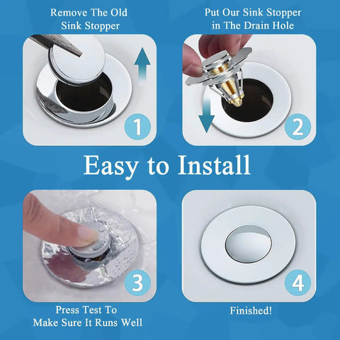 Installation steps of Premium Bathroom Sink Pop Up Plug Drain Filter For 1.2 To 1.42 Inch Basins Stainless Steel Hair Catcher