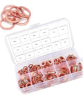 Copper Crush O Ring Washers Set 200 Pcs Metric M5 M6 M8 M10 M12 M14 Sealing Gaskets in storage box