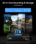 3K 5MP Lite All-in-One H265 Plus Home Security Camera System With 8 Channel DVR And AI Human Vehicle Detection, 1TB HDD