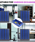 40 Drawer Parts Cabinet With ABS Drawers And Dividers in various settings, shown with flexible label system, garages, offices.