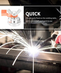 Heavy Duty Magnetic Welding Ground Clamp With Strong Magnet Holds Firmly On Metal Poles And Tables To Boost Safety Efficiency During Any Electric Weld Job No Slipping Or Shaking Just Reliable Grip For Pros mounted on a welding table.