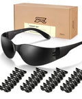 Badass Bulk Pack Safety Glasses Polycarbonate Lenses Black Tinted Antiscratch Impact Resistant ANSI Certified work eye protection with 28 pcs.