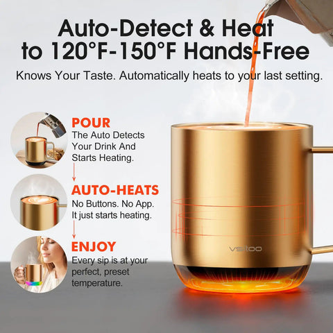Smart Self Heating Coffee Mug With 12 Oz Capacity And Ai Auto Warm Tech Features Music Reactive Ambient Lights To Keep Your Brew Hot On Demand While You Chill Out And Level Up Your Daily Sip Game, pouring coffee.