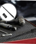 Short Anchor Pin Bushing Kit For Trucks And Trailers With Removal Tool Steel Anchor Pin Adapter on workshop bench.