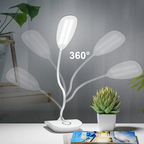 Rechargeable Battery Operated LED Desk Lamp With Flexible Gooseneck Cordless Light for Bedside Craft Nail Art Home Office