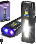Dope Ultra Bright UV Flashlight 365nm and 395nm Blacklight Mini EDC USB C Rechargeable shown with packaging and cables