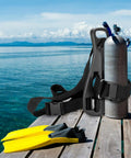 Portable Diving Tank Backpack With Scuba Tank Holder And Oxygen Bottle Bracket Durable ABS Nylon Carrier Adjustable Straps on dock