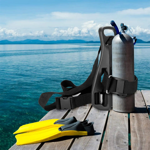 Portable Diving Tank Backpack With Scuba Tank Holder And Oxygen Bottle Bracket Durable ABS Nylon Carrier Adjustable Straps on dock