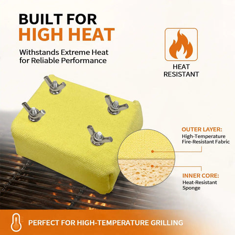 Replaceable Grill Brush Head Bristle Free BBQ Cleaner Rock Solid Scraping Blade For Cast Iron And Stainless Steel Grates Killer Zero Wire Cleanup No Sweat Heavy Duty Grill Swap Accessory, yellow heat-resistant cleaning pad.