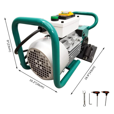 Slick Portable Electric Steel Plate Beveling Machine With Adjustable 30 To 60 Degree Angles For Weld Prep On Stainless Cast Iron And Steel, side view with dimensions.