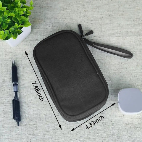 Travel Cable Organizer Pouch For Cords And Chargers Waterproof Double Layer Electronics Storage Bag Medium Black Slim