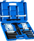 5 Ton Bearing Removal Puller Kit With 2 Inch And 3 Inch Jaws in blue storage case, accessories included, open view