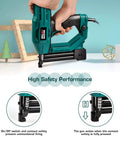 Straight Shooter Corded Electric Brad Nailer And Stapler Combo with safety features, ideal for upholstery and carpentry work.