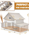 Diagram of Cozy Predator Proof Chicken Coop For 2 To 4 Chickens With 2 Nesting Boxes, showcasing detailed dimensions and design.