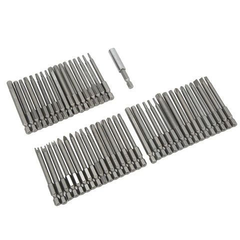 Spryflower 50-Piece Extra Long Security Bit Set With Magnetic Driver Kit Featuring Square Flat Hex Spline Clutch Torq Tri-Wing Spanner Star And Pozi Bits For Drills Power Tools Electronics Car Repair Jobs, vanadium steel