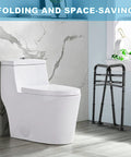 Universal Toilet Safety Rail With Adjustable Height And Width, 4 Non Slip Suction Cups, Heavy Duty Grab Bar, folded next to toilet