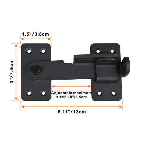 Heavy Duty Built Tough 2 Pack Flip Latch Lock With Padlock Hole 90 Degree Safety Door Bolt Gate Latch dimensions displayed