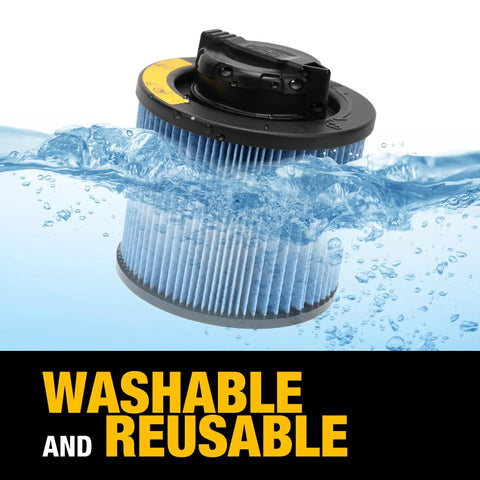 High Efficiency Vacuum Filter Replacement For 4 To 5 Gallon Wet Dry Shop Vacs submerged in water showing washable feature