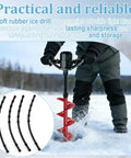 4 Pcs Rubber Guard Straps For Ice Drill Blades, Blade Protectors used on ice auger in snowy landscape, close-up view