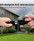 Person holding Heavy Duty 16AWG 3 Conductor Indoor Outdoor Extension Cord 10 Ft Waterproof With 3 Prong Grounded Plug