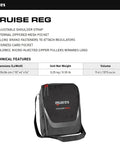 Cruise Reg Dive Equipment Bag With A Spacious 9.4L Main Compartment, shown with technical features and logo on display