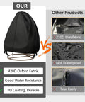 Rugged Patio Egg Chair Cover With Zipper 420D Woven Polyester With PVC Coating For Waterproof Weatherproof UV Guard Dustproof Windproof Hanging Chair Shield 75 By 45 Inches Black 1 Pack comparison to less durable brands
