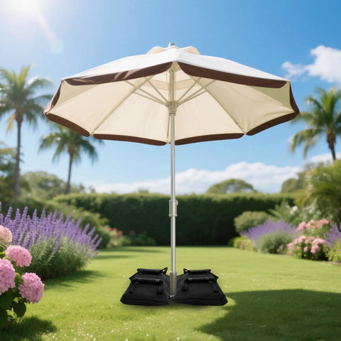 Two Pack 45 Lbs Heavy Duty Umbrella Base Sand Bags For Patio And Cantilever Stands Fillable Weights With Durable 600D Oxford Fabric Inner Pouch Leak Proof Construction To Keep Outdoor Furniture Secured In Windy Weather under an outdoor umbrella