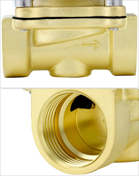 Three Quarters Inch Brass Solenoid Valve With Seals, 12V DC, Normally Closed, Fast Response For Air And Fuel Control, Inlet View