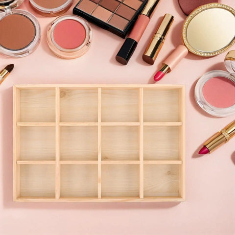 Solid Wood Jewelry Storage Tray With Twelve Grids For Rings And Bracelets Drawer Organizer Keeps Your Daily Bling Neat For Bedroom Nightstand Or Clean Office Desk Setup.