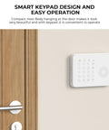 Lock Down Your Spot With This Straightforward Wireless Home Alarm System Featuring Twenty Expandable Door Sensors And Sharp PIR Motion Detectors That Send Slick GSM Alerts Through The Tuya App While Playing Nice With Alexa For Rugged Protection. Smart keypad design on wall with sleek white finish and easy operation near wooden door.