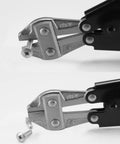 Built Tough And Ridiculously Handy 8 Inch Chrome Vanadium Wire Bolt Cutter With Hella Comfortable Ergonomic Handles and Razor Sharp Blades cutting a screw.