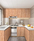 Peel And Stick Faux Wood Wallpaper For Counters And Cabinets Waterproof Vinyl Wood Plank Cover Self Adhesive in modern kitchen