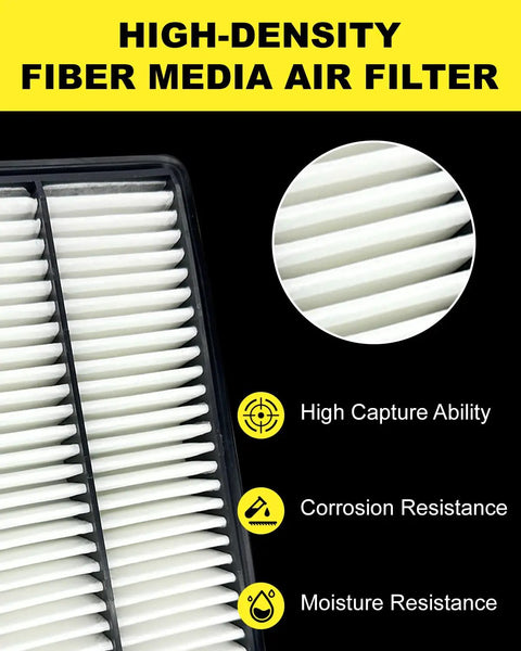 High-density Subaru engine air filter with fiber media for Outback, Forester, Crosstrek, Legacy, Impreza, WRX, Tribeca 2005-2019.