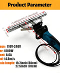 Professional Grade 1800W Spray Foam Planer Cuts Polyurethane Walls tight with dimensions and specifications displayed.