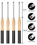 Top Shelf Carbide Wood Lathe Turning Tool Kit With Beefy Anti Slip Rubber Handles And Rust Proof Steel Cores, 4-piece set