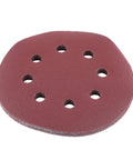 Grab Your Set Of 100 Pieces Of Heavy Duty Aluminum Oxide Sanding Discs With Hook And Loop Pads Perfect For Smoothing Furniture And Car Bodies Fast, showing rounded sanding disc with perforations.