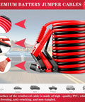 Grab And Go Roadside Emergency Car Kit With Jumper Cables coiled and clips displayed, suitable for various vehicles, 8.2 ft long.